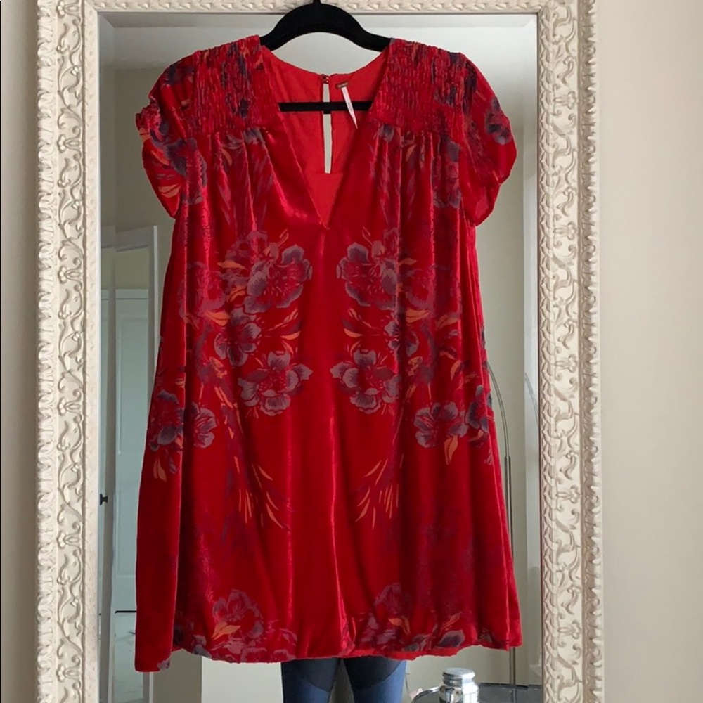 Red velvet free people dress